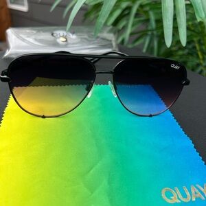 Quay Australia Aviator Sunglasses - Black Frame with Gradient Lenses